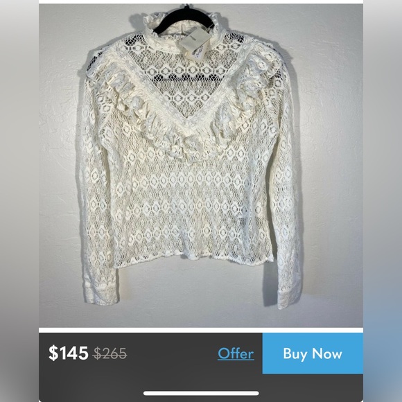 MAJE Limba Long Sleeve High Neck Lace Top Blouse in BLACK - Picture 10 of 11